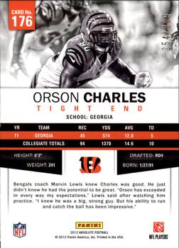 2012 Panini Absolute #176 Orson Charles Back