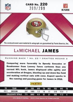 2012 Panini Absolute #220 LaMichael James Back