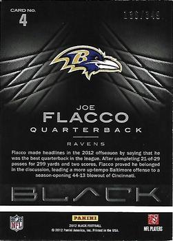 2012 Panini Black #4 Joe Flacco Back