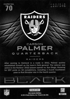 2012 Panini Black #70 Carson Palmer Back
