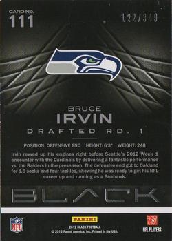 2012 Panini Black #111 Bruce Irvin Back