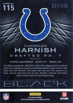 2012 Panini Black #115 Chandler Harnish Back