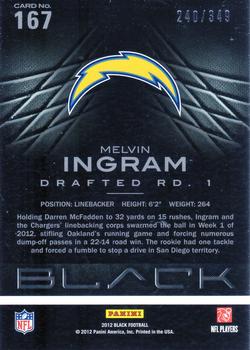 2012 Panini Black #167 Melvin Ingram Back