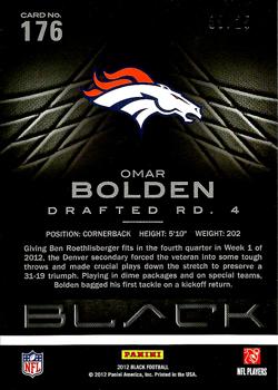 2012 Panini Black #176 Omar Bolden Back