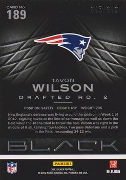 2012 Panini Black #189 Tavon Wilson Back