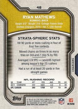 2012 Topps Strata (Hobby) #48 Ryan Mathews Back