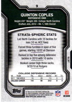 2012 Topps Strata (Hobby) #9 Quinton Coples Back