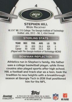 2012 Bowman Sterling #4 Stephen Hill Back