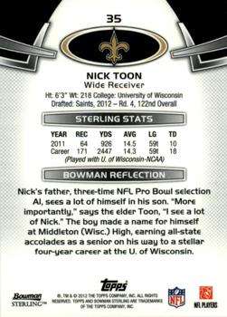 2012 Bowman Sterling #35 Nick Toon Back