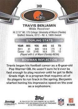 2012 Bowman Sterling #38 Travis Benjamin Back