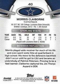 2012 Bowman Sterling #40 Morris Claiborne Back