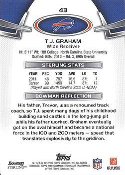 2012 Bowman Sterling #43 T.J. Graham Back