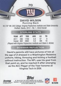 2012 Bowman Sterling #70 David Wilson Back