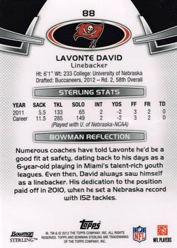 2012 Bowman Sterling #88 Lavonte David Back