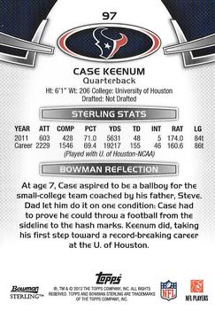 2012 Bowman Sterling #97 Case Keenum Back