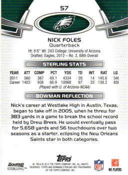 2012 Bowman Sterling #57 Nick Foles Back