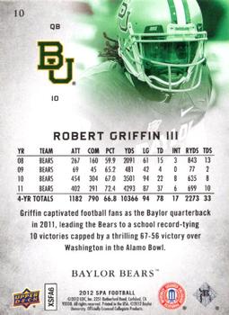 2012 SP Authentic #10 Robert Griffin III Back