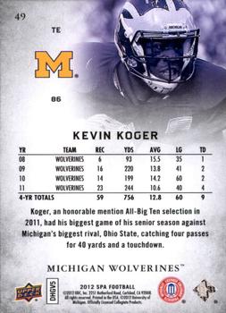 2012 SP Authentic #49 Kevin Koger Back