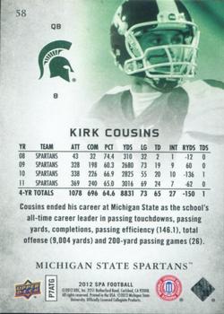 2012 SP Authentic #58 Kirk Cousins Back