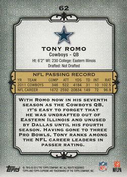 2012 Topps Supreme #62 Tony Romo Back