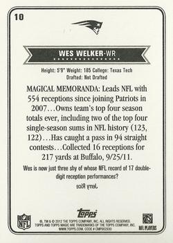 2012 Topps Magic #10 Wes Welker Back