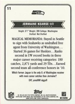 2012 Topps Magic #11 Jermaine Kearse Back