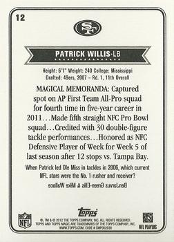 2012 Topps Magic #12 Patrick Willis Back