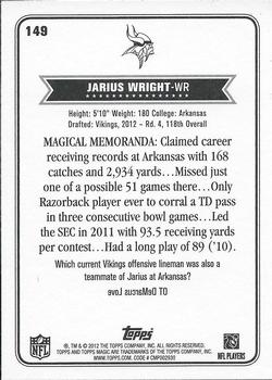 2012 Topps Magic #149 Jarius Wright Back
