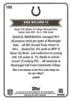 2012 Topps Magic #152 Vick Ballard Back