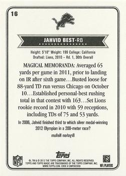 2012 Topps Magic #16 Jahvid Best Back