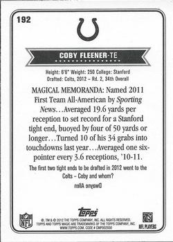 2012 Topps Magic #192 Coby Fleener Back