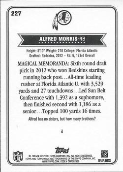2012 Topps Magic #227 Alfred Morris Back