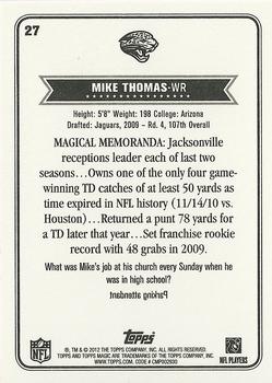 2012 Topps Magic #27 Mike Thomas Back