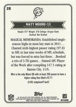 2012 Topps Magic #28 Matt Moore Back