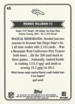 2012 Topps Magic #45 Ronnie Hillman Back