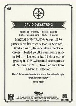 2012 Topps Magic #48 David DeCastro Back