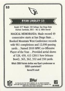 2012 Topps Magic #53 Ryan Lindley Back