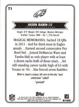 2012 Topps Magic #71 Jason Babin Back