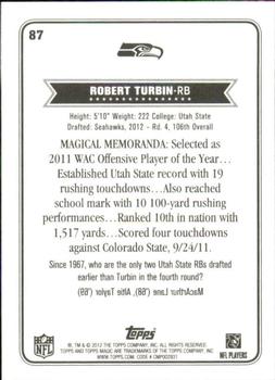 2012 Topps Magic #87 Robert Turbin Back