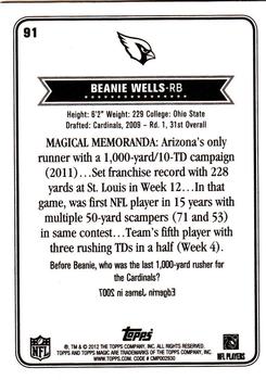 2012 Topps Magic #91 Beanie Wells Back