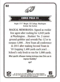 2012 Topps Magic #92 Chris Polk Back