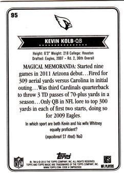 2012 Topps Magic #95 Kevin Kolb Back