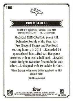 2012 Topps Magic #106 Von Miller Back