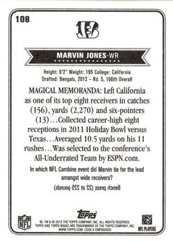 2012 Topps Magic #108 Marvin Jones Back