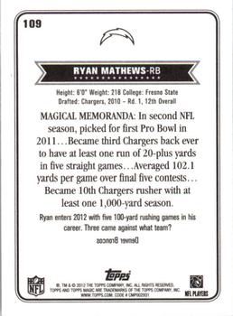 2012 Topps Magic #109 Ryan Mathews Back