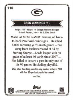2012 Topps Magic #110 Greg Jennings Back
