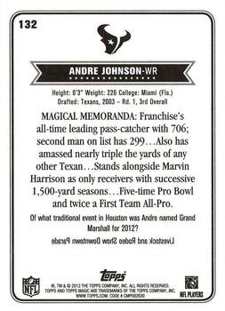 2012 Topps Magic #132 Andre Johnson Back