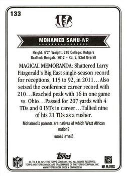 2012 Topps Magic #133 Mohamed Sanu Back