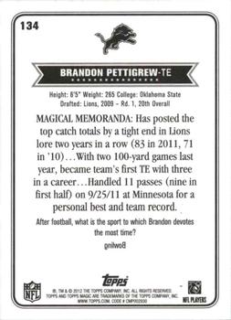 2012 Topps Magic #134 Brandon Pettigrew Back