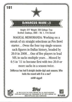 2012 Topps Magic #191 DeMarcus Ware Back